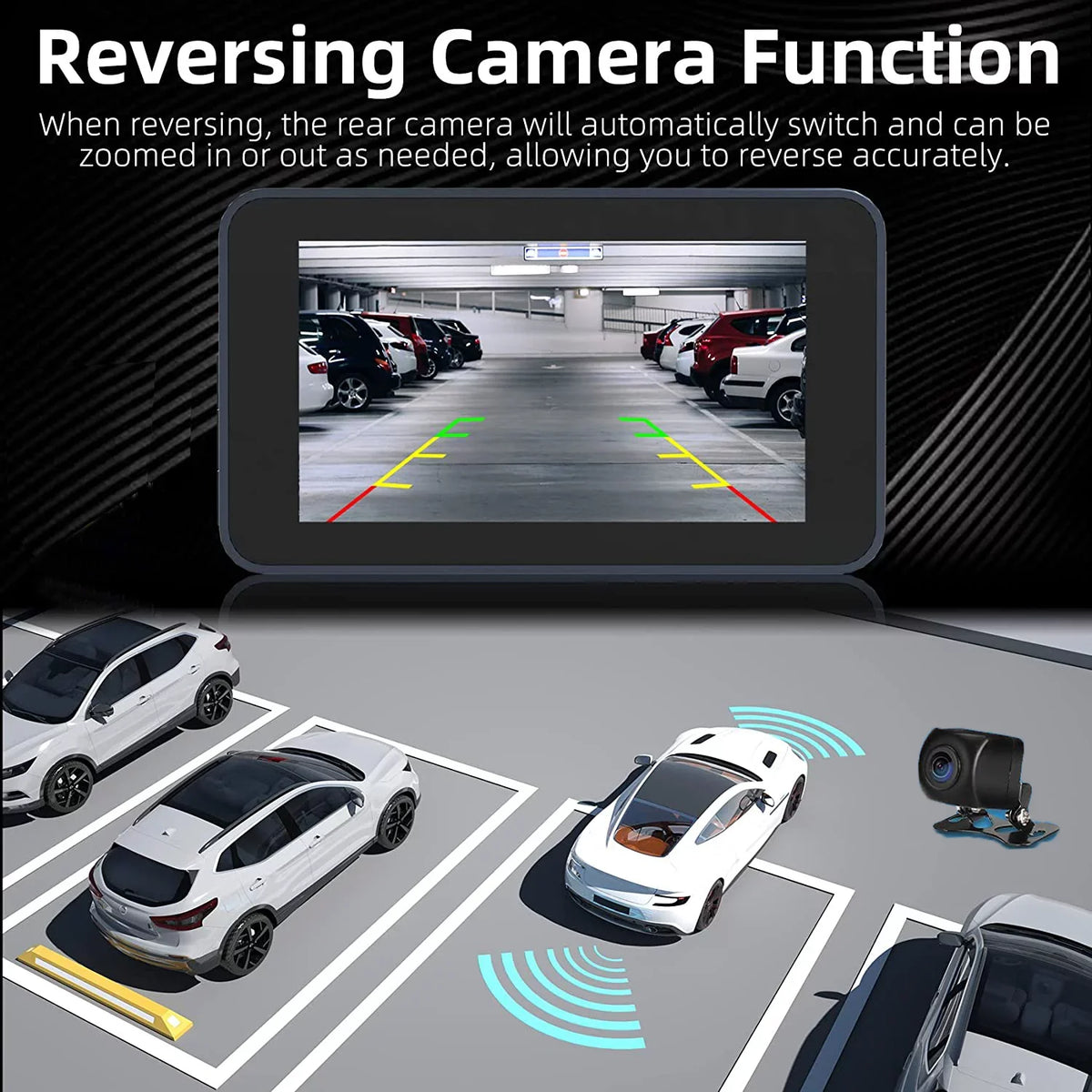 for Vision, SD Dash Mode, Inch Cam 2 Wide Front WIFI, with Rear 4K Night and Camera SD Recording, Card, Angle, Dash Dash Dual Cam Card GPS Loop Included 64GB Parking with Cars,