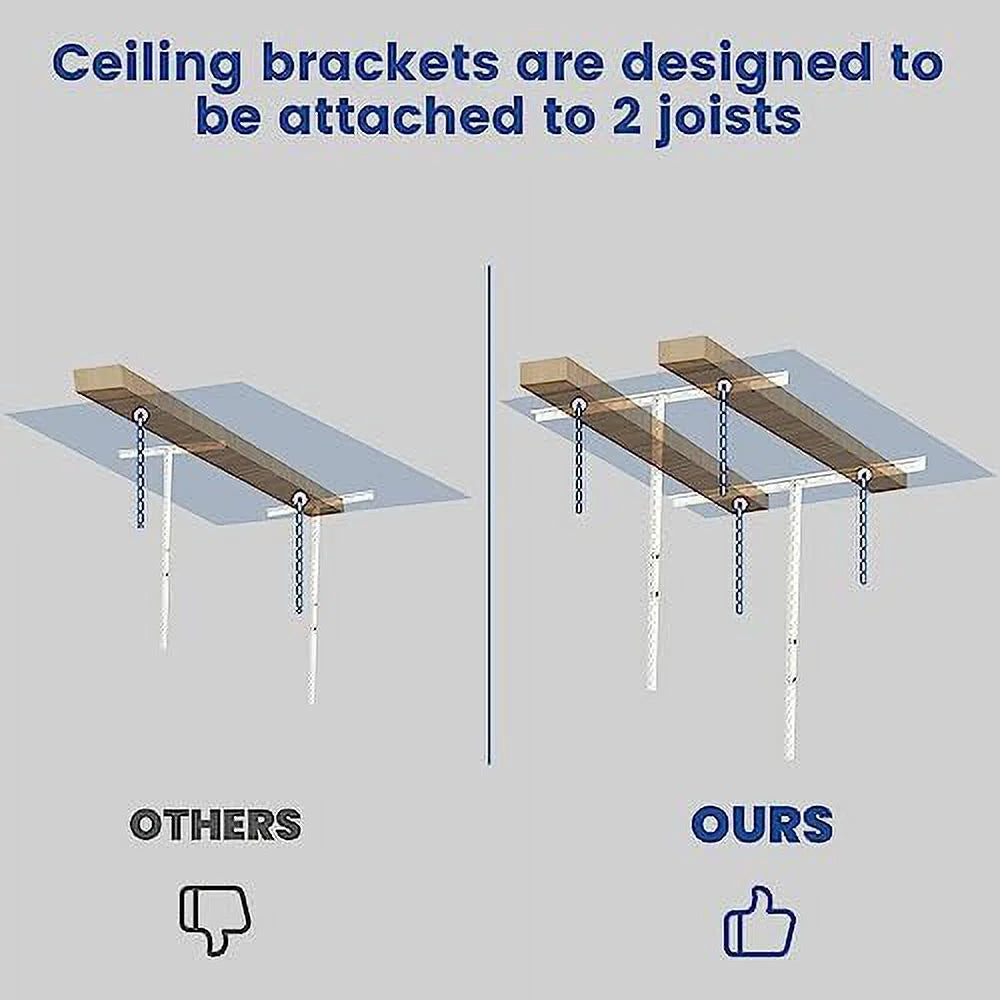 White Adjustable Garage 3X6 Shelf Garage Rack Mounted Ceiling Storage Overhead Racks Ceiling Storage Organization