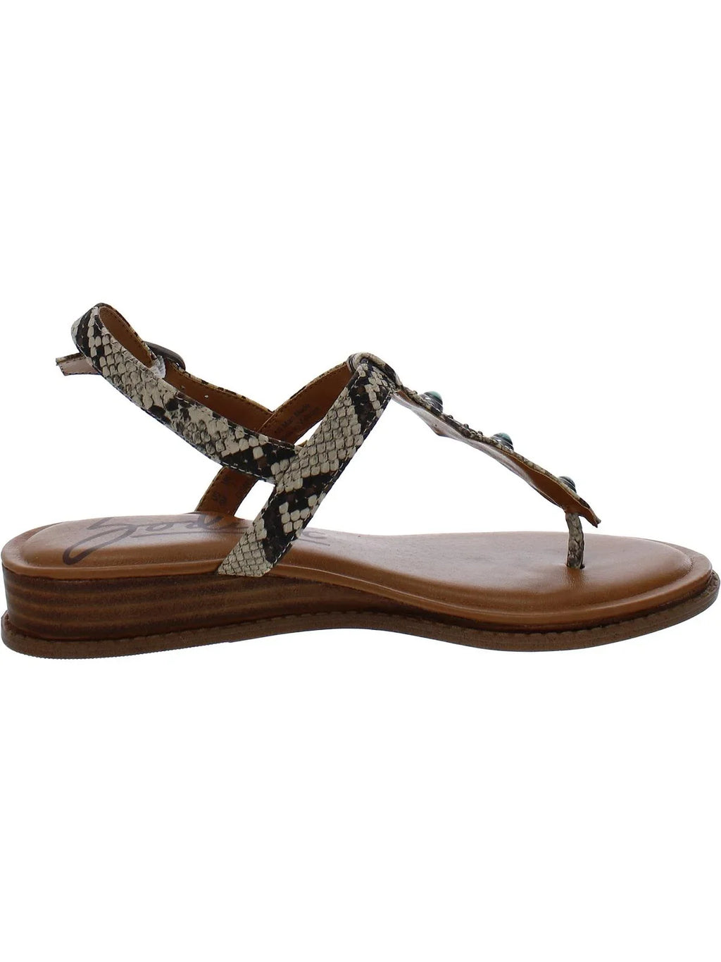 Sandals T-Strap Print Womens Zodiac Giselle Snake Beaded
