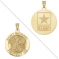 Doubledside - 14K 3/4 Solid of Religious Size Saint Yellow Medal Nickel Gold Inch Michael ARMY - a