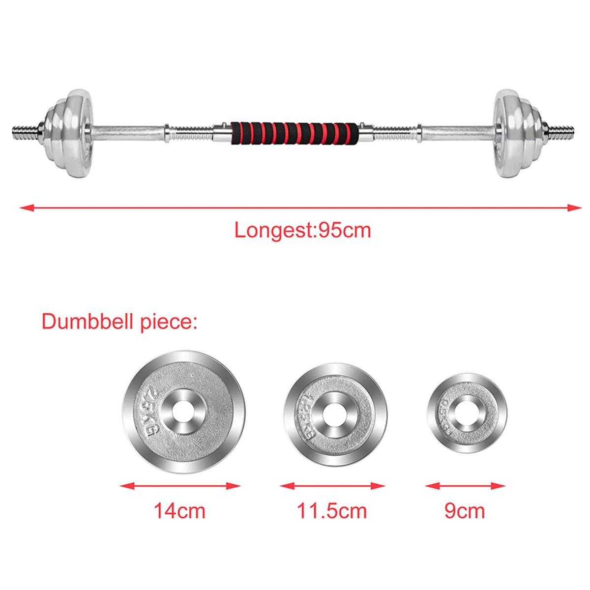 for Fitness Barbells SAYFUT Dumbbell Exercise, Set Dumbbells Weight Adjustable Detachable Gym Household Silver 66LB