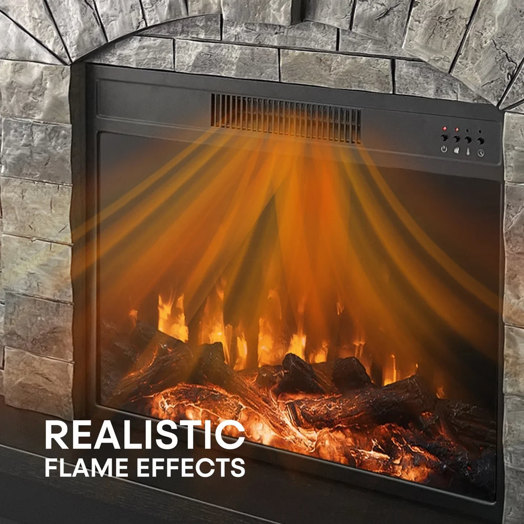 Infrared Gray Fireplace Freestanding, Mantel with Mountain Cloud Stone 45" Electric