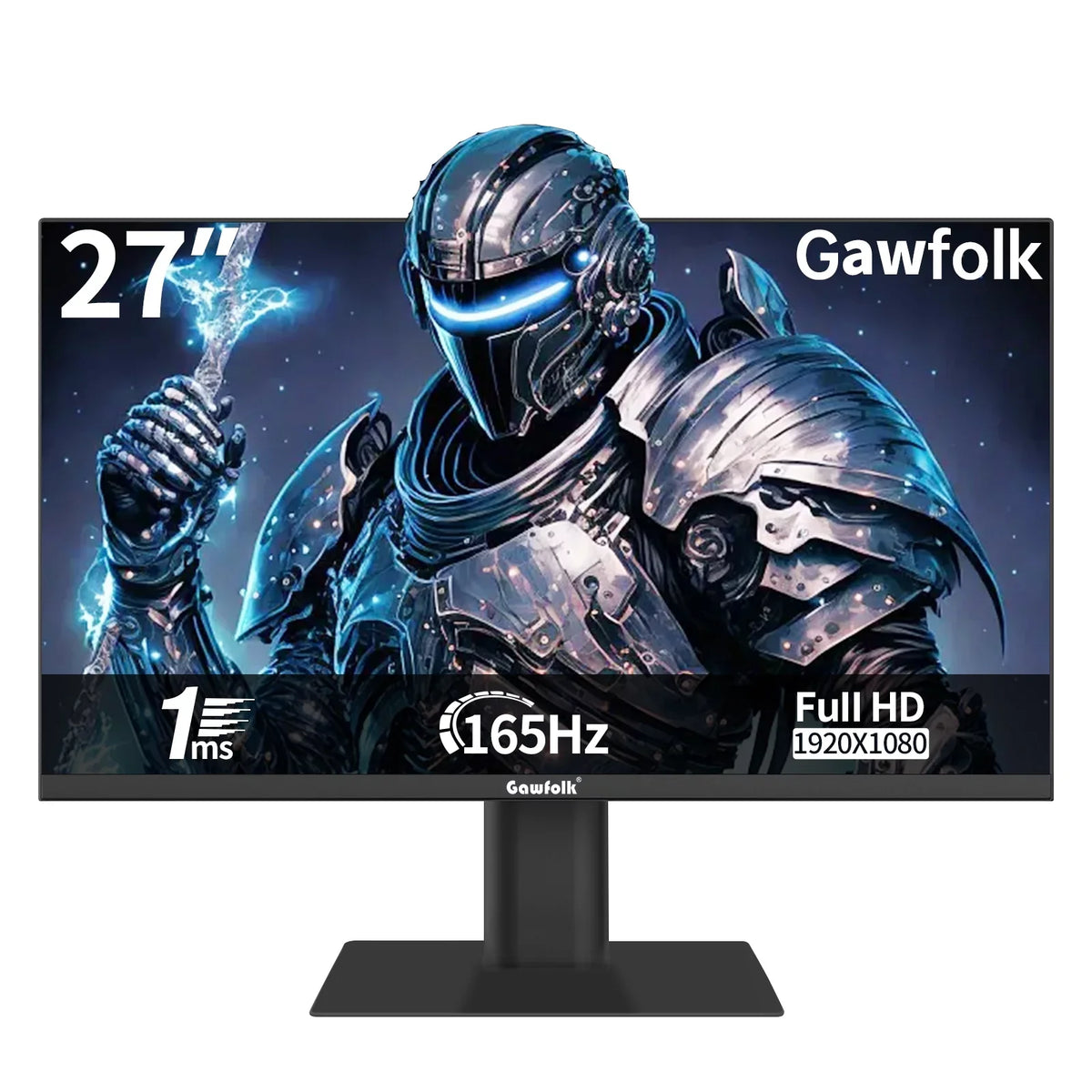 Supports Gaming Full Display 27" 1080P Bezel-less PC and HDMI DP 165Hz, Monitor (Black) HD Gawfolk