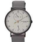 Charles Coach 14602475 Grey Dial Watch Band Ivory Leather Chronograph Men's