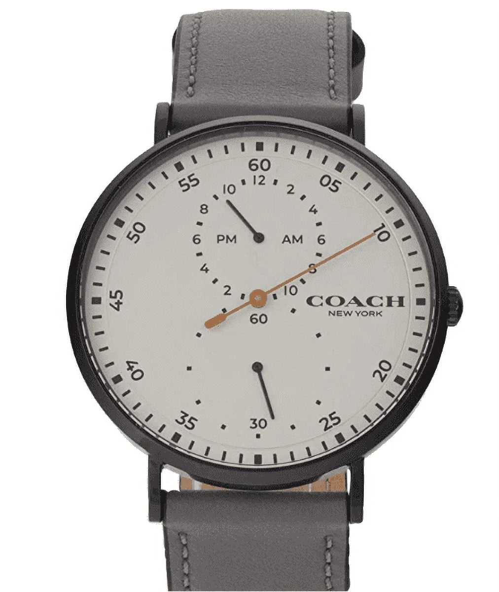 Charles Coach 14602475 Grey Dial Watch Band Ivory Leather Chronograph Men's