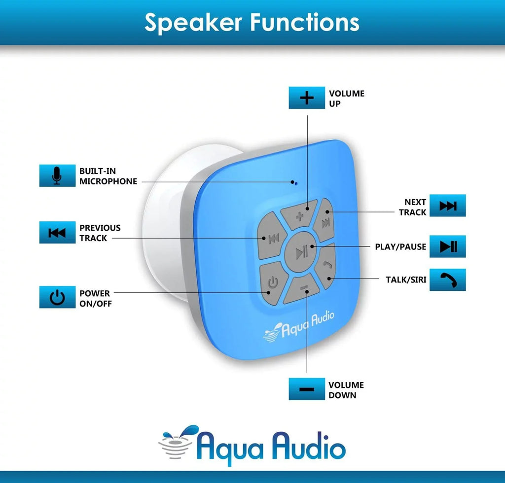bluetooth cup cubo wireless suction (blue) strong with waterproof mic built-in & speaker aquaaudio