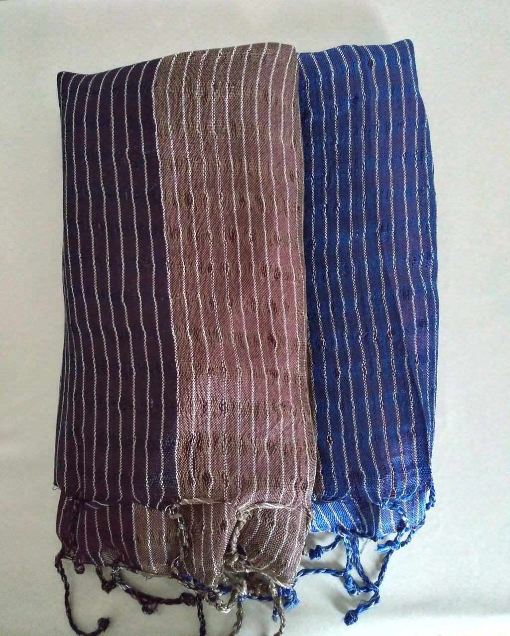 Striped - Tricolor Shawl Blue/Brown Thin