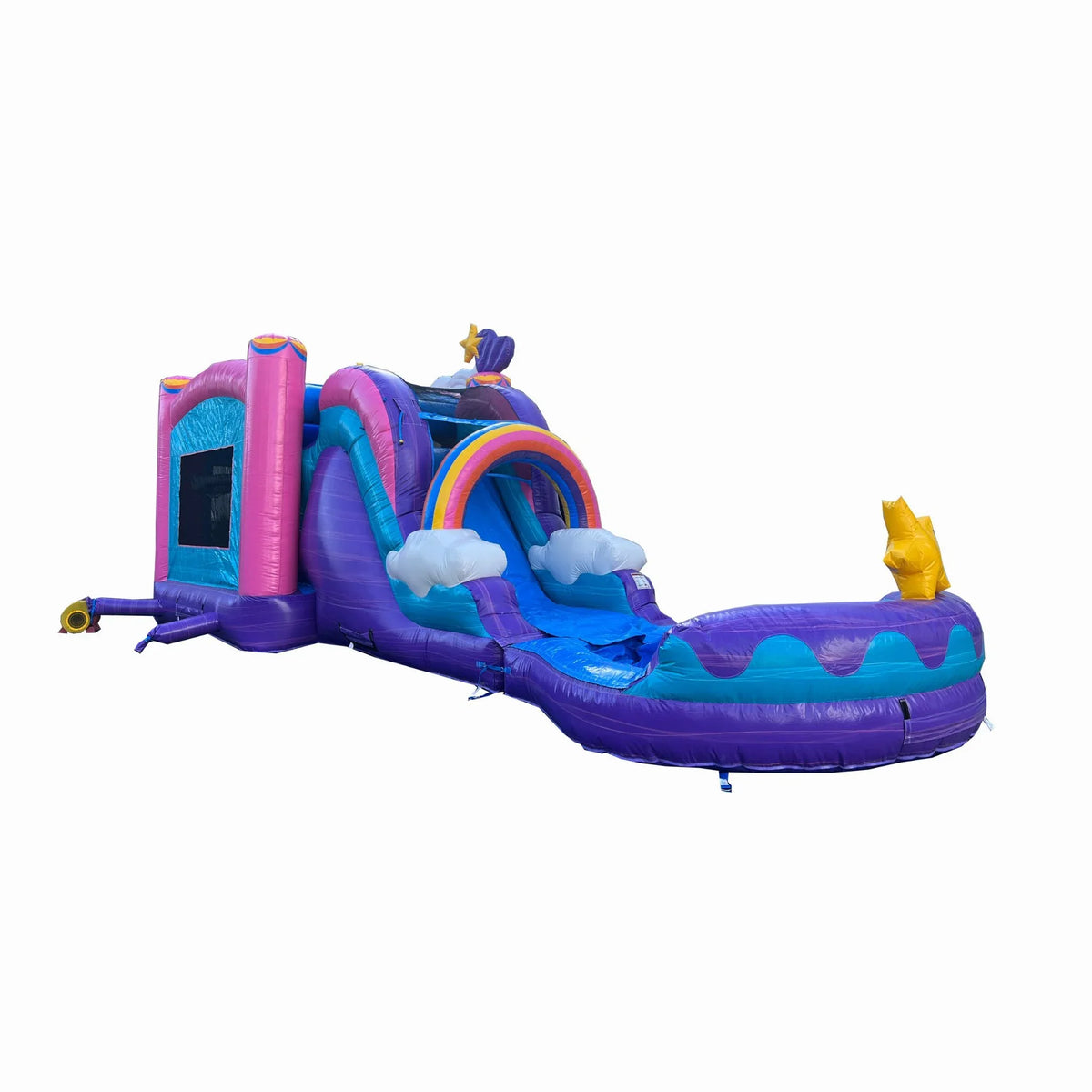XJUMP Pool Combo Bounce Adults, Blower), Outdoor Detachable Dry Grade, Kids and 100% Wet PVC Vinyl, Slide Commercial Inflatable for Unicorn Backyard, Air Water (with with Hoop, House Basketball