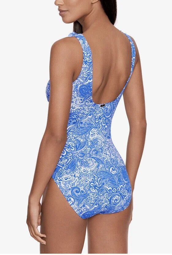 Swimsuit Ruffled Tummy-Control Lauren Ralph Printed One-Piece
