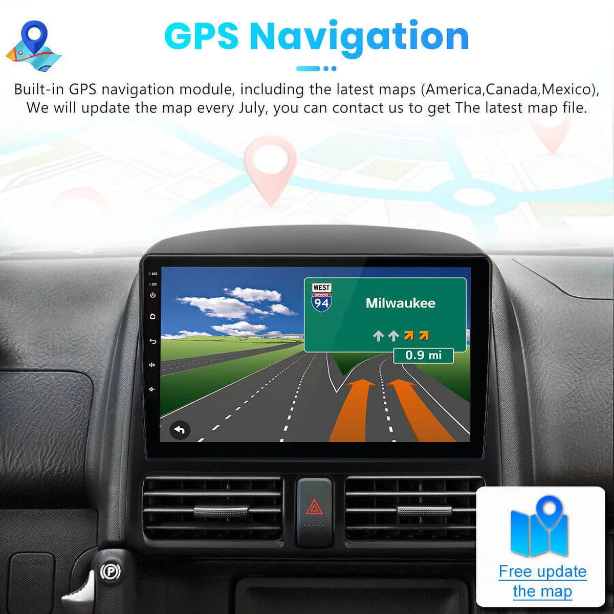 Wireless Navigator Honda AWESAFE 2001 Link CRV Touch 2006,2+32GB Auto Inch with 9 Car 2003 Bluetooth Mirror Carplay Radio 2005 Stereo GPS Radio Android WiFi 2002 FM 2004 Screen for