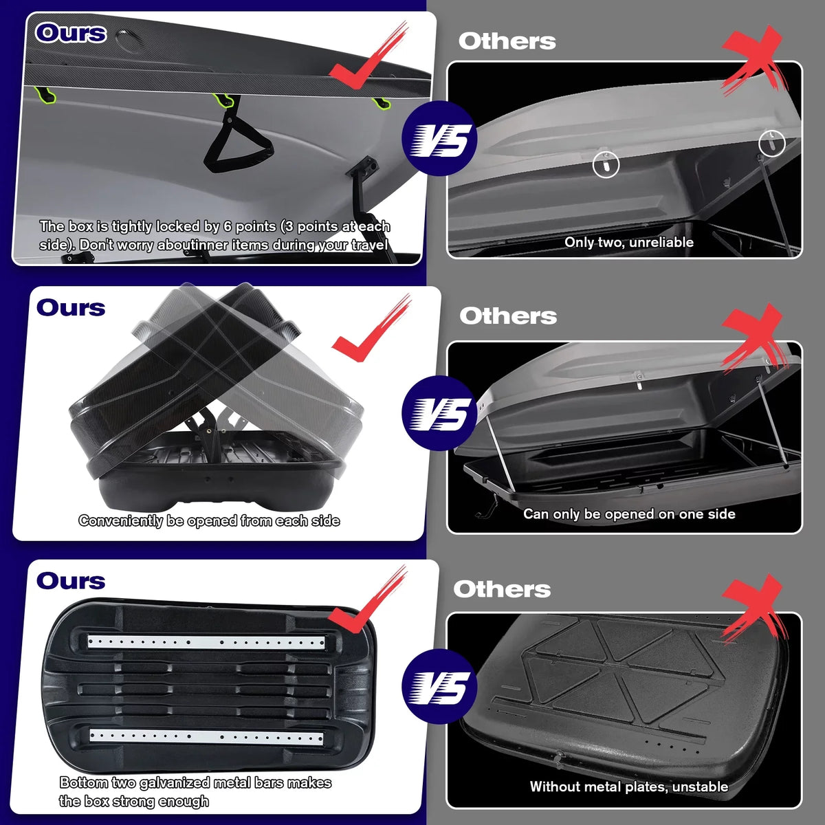 56.3" x H, Box Waterproof Large ft³ Rooftop Hard Fibre Box Locks, Cargo Cargo 30.3" W Carrier 13 Rooftop for x Grain Double Carbon L Cargo 13.8" with Shell Rooftop SUV