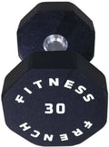 '- (New) Single 8 Urethane Fitness French Sided 30 Dumbbell lbs Hex