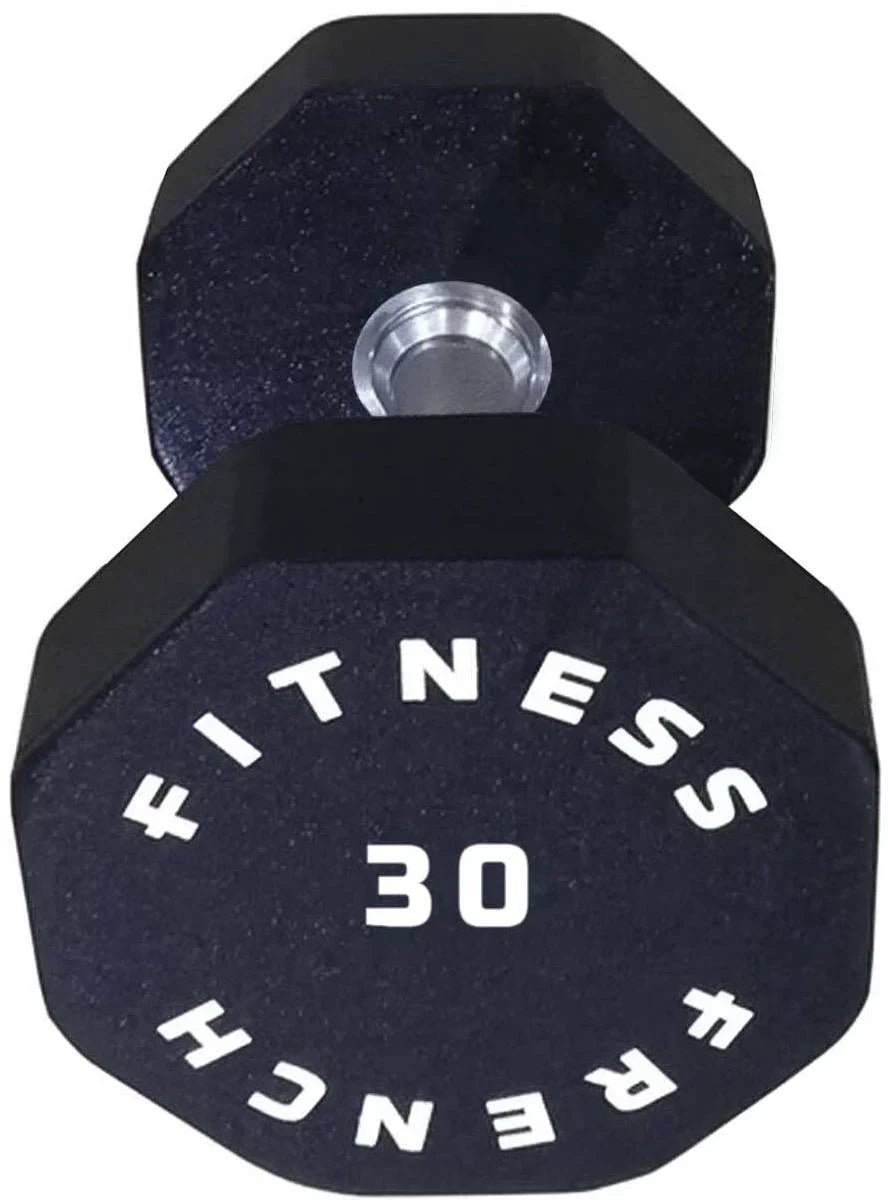 '- (New) Single 8 Urethane Fitness French Sided 30 Dumbbell lbs Hex