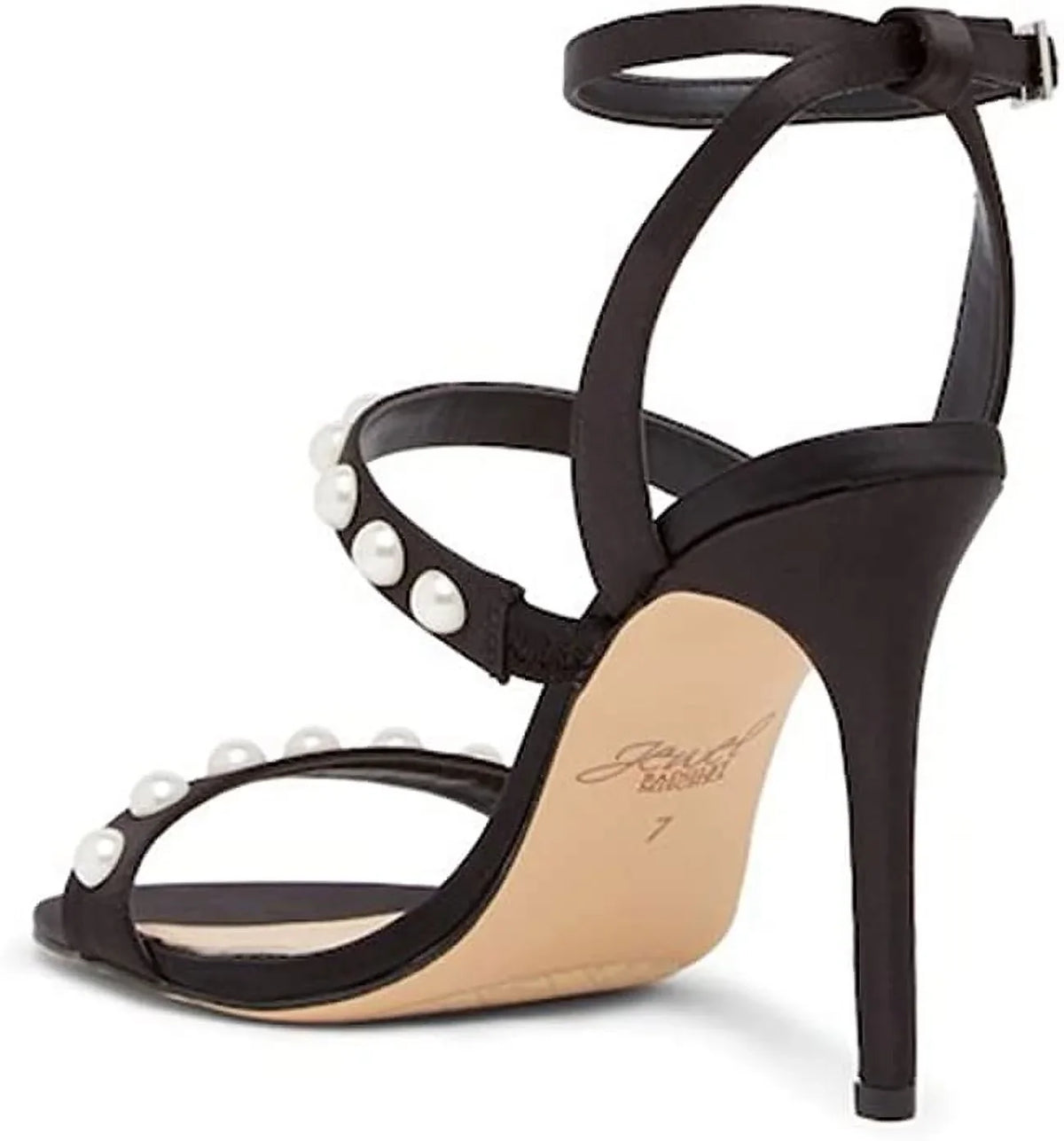 Mischka Sandal Gracie Faux Black, Pearl 8 Satin Jewel Badgley