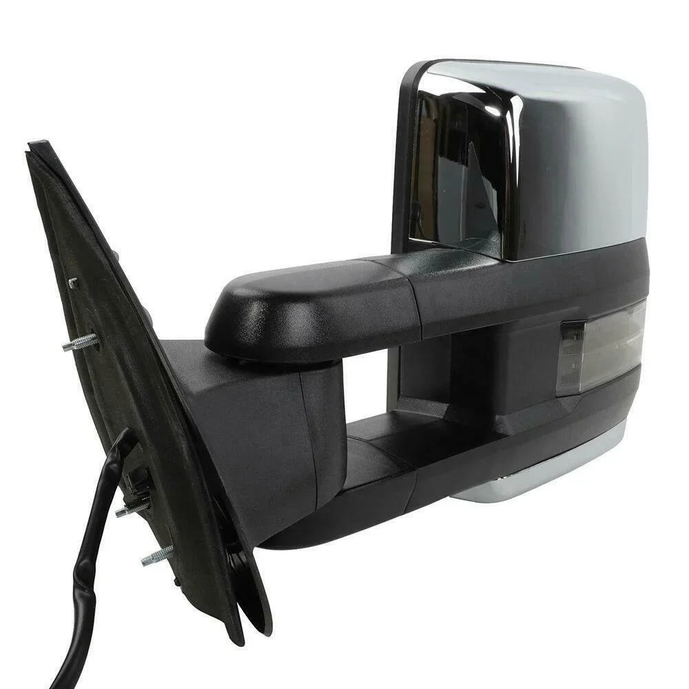 Mirrors Chevrolet GMC LED Power Towing Chrome Signal&Backup Teledu Heated Lamp For