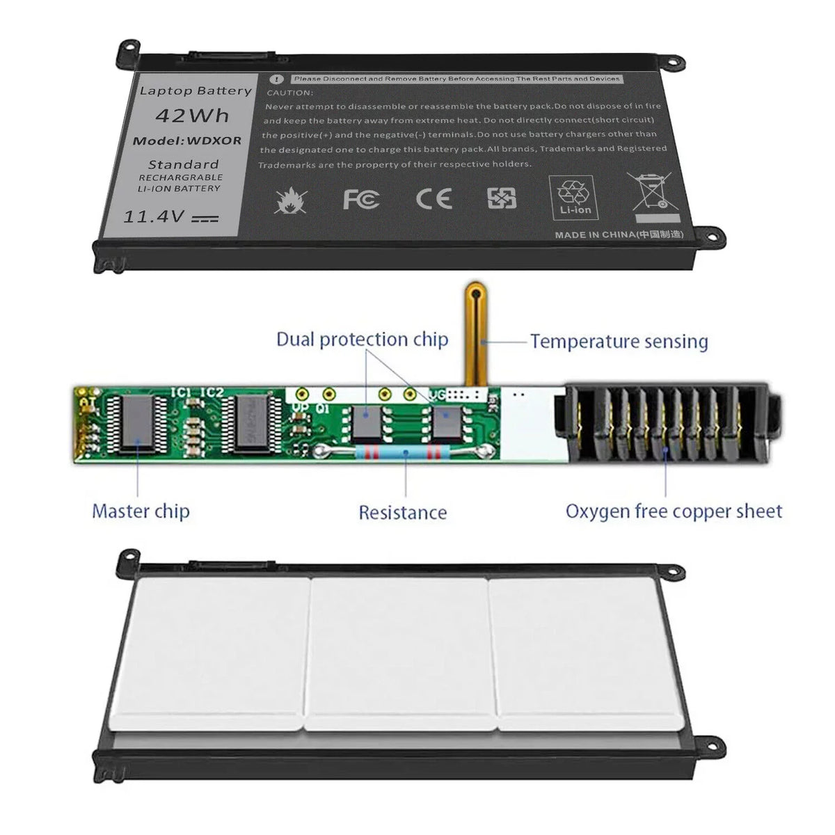 Laptop 13 7378 Dell 14-7460 Y3F7Y Inspiron 5378 5368 WDX0R Battery 7368 5379 for