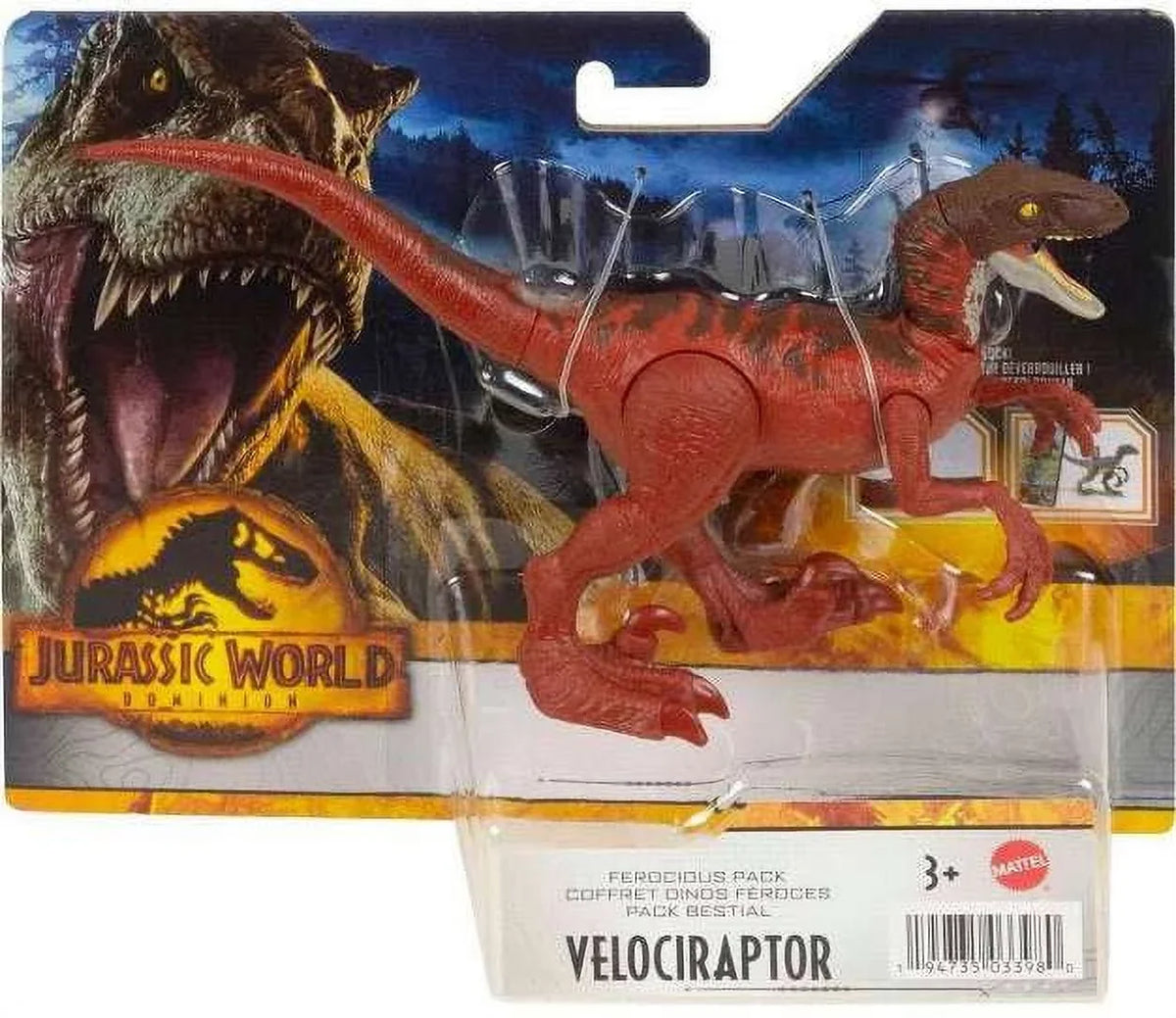 World Jurassic Ferocious Action Pack Up Dinosaur Figure & Olds 3 Year