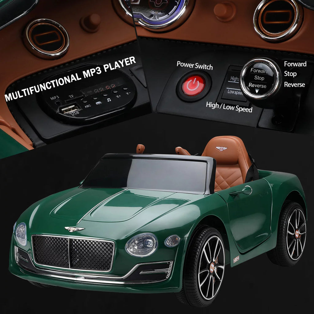 on Age Car Licensed Ride Boys 3+, Official Electric Remote Girls Ride for Music, with Car, Control, Car LISUEYNE on Bentley 12V Green