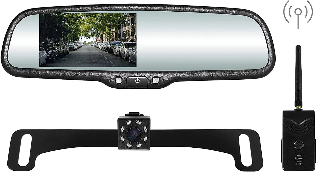Universal Kit Waterproof OEM Cars with Wireless Master for 170° Camera Screen, Mirror Tailgaters LCD View - & 4.3” LED Fit Transmitter All Backup Rear