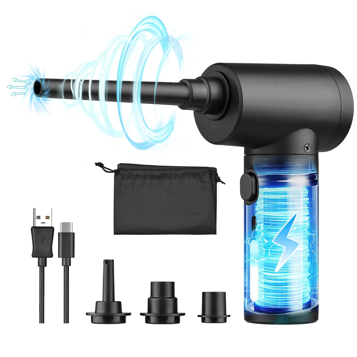 Dazzduo Powerful Multifunctional Duster Reable Dust WUYUZI Inflatable Cleaner Remover 100 Blowing 100 Cordless , 50000 Pump with Light IUP 1 & LED for 2 Device -in- 1 RPM Electric 2 Air W Blower 50000