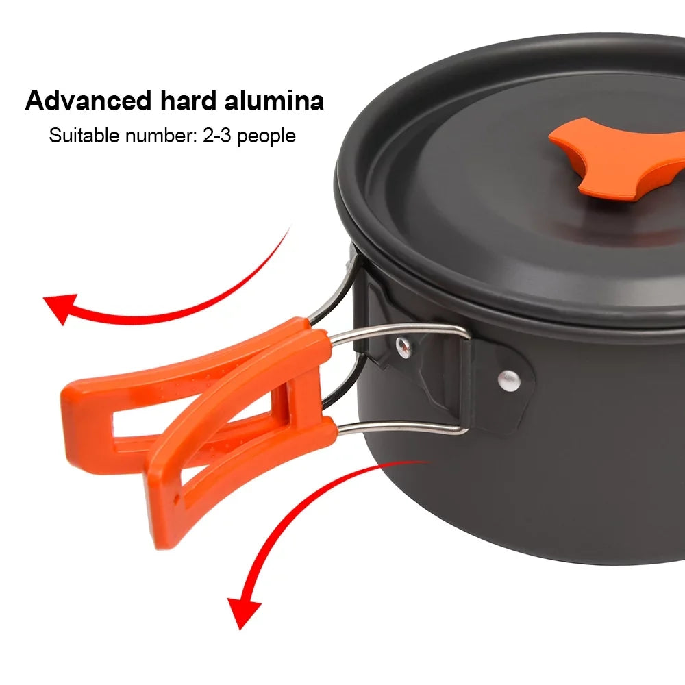 Pans Set Oxidized Kit Cooking Tableware Pot Fishing for Camping Set Alloy Outdoor Portable Cookset Cookware Person 2-3 Picnic Backpacking Barbecue Miuline Equipment Camping Aluminum Cooking Mess