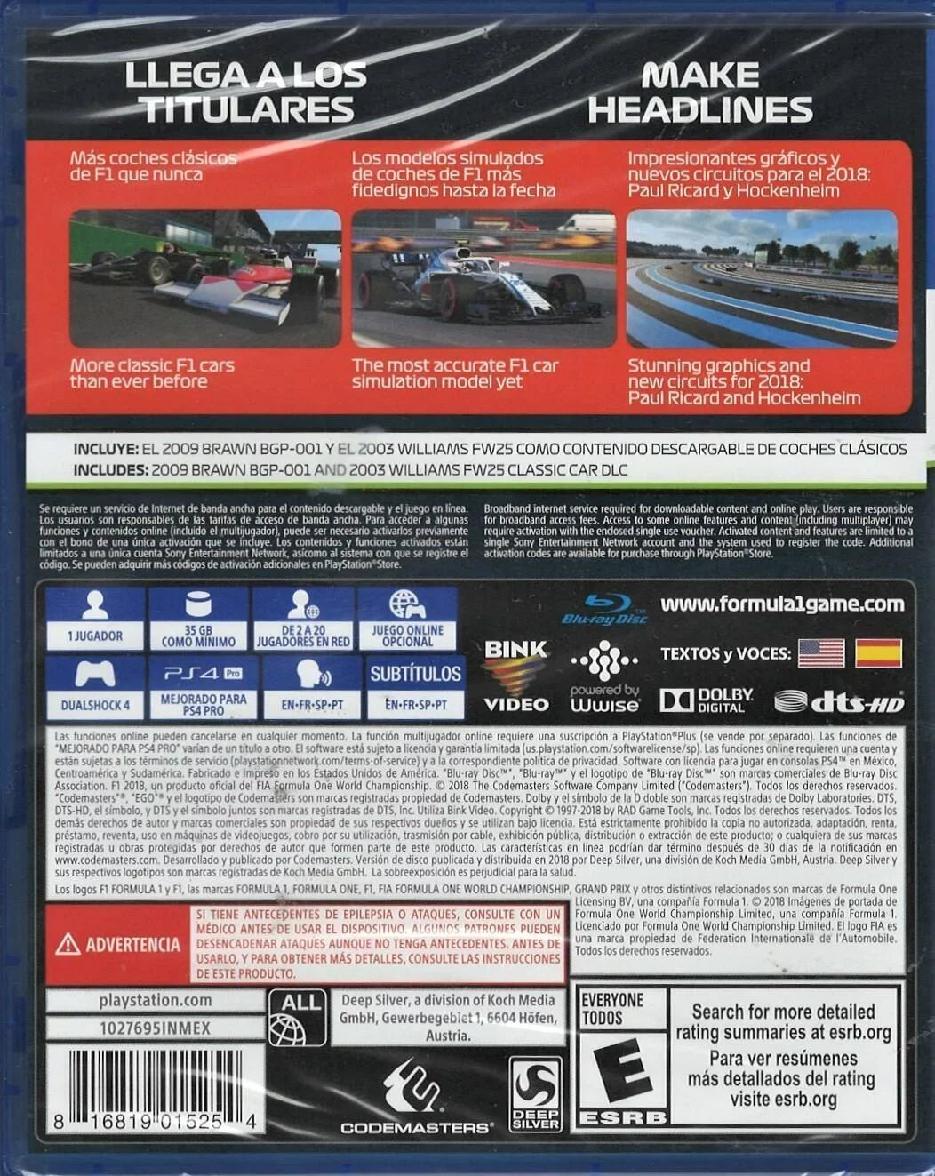 Factory PS4 4 US Edition New 2018 (Brand Version) PlayStation Sealed Headline F1