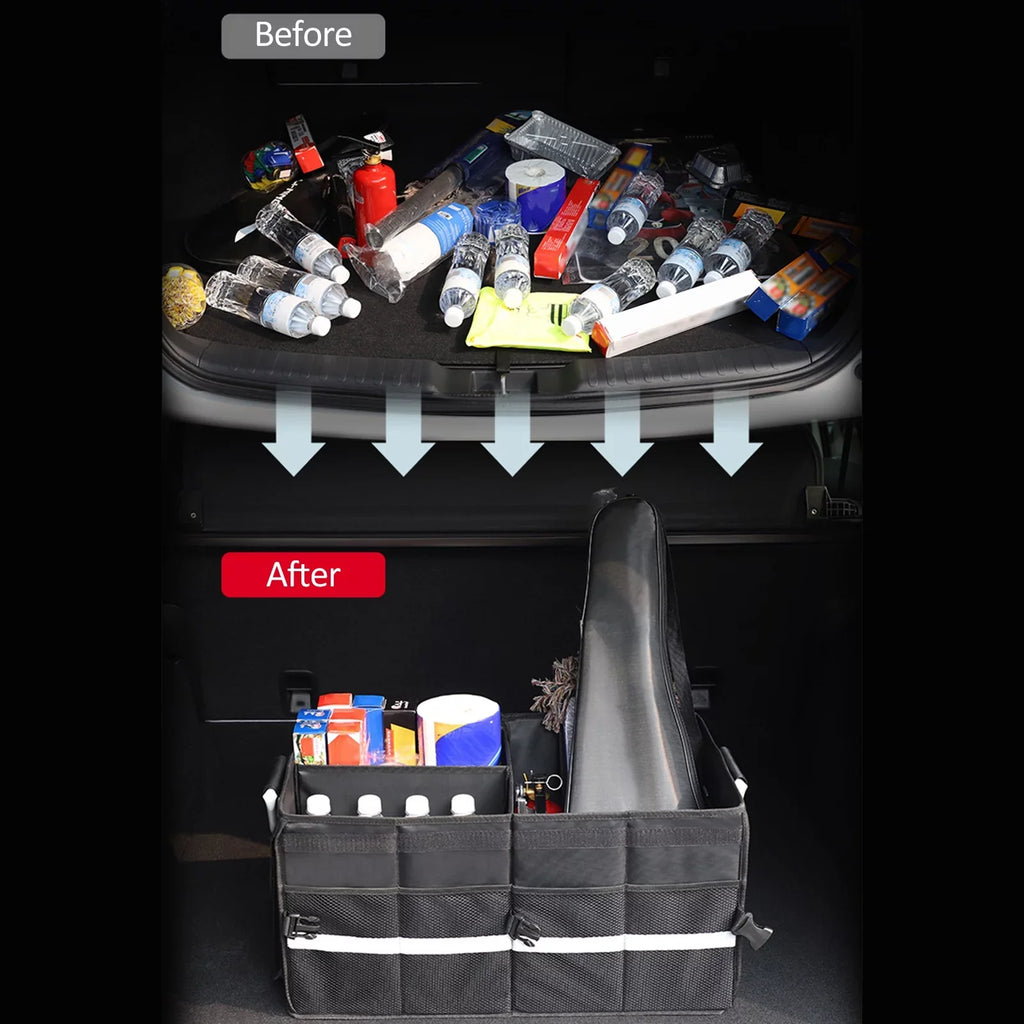 Folding Cloth Oxford Organizer Box Car OWSOO Storage Reflective Storage with Car Strip 55L Organizer Car Automotive Trunk Cargo Box Trunk