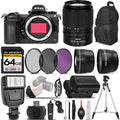 International Version Z6 Flash - Wireless 2.2x Telephoto 10 UV-CPL-FLD Angle Lens VR Lens Wide + 0.43x Camera + Card Lens + + Filters II 18-140mm Digital Class + 64GB Nikon Remte + Nikon + Memory