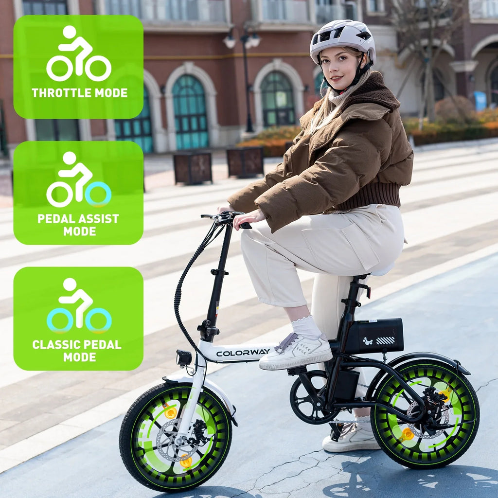 COLORWAY 16 Max. BK35M Adults City inch Electric Bicycles, 350W Folding for Bike E Range 16-37MILE E-Bike