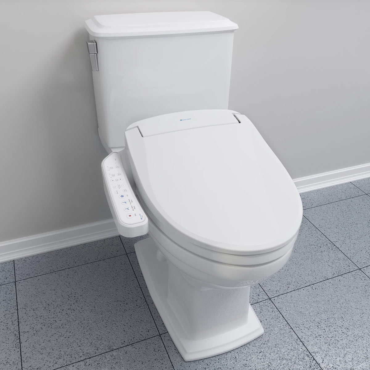 Brondell Bidet Swash SE400 Nozzle, Stainless with Sidearm, White Dryer Steel Round and Seat