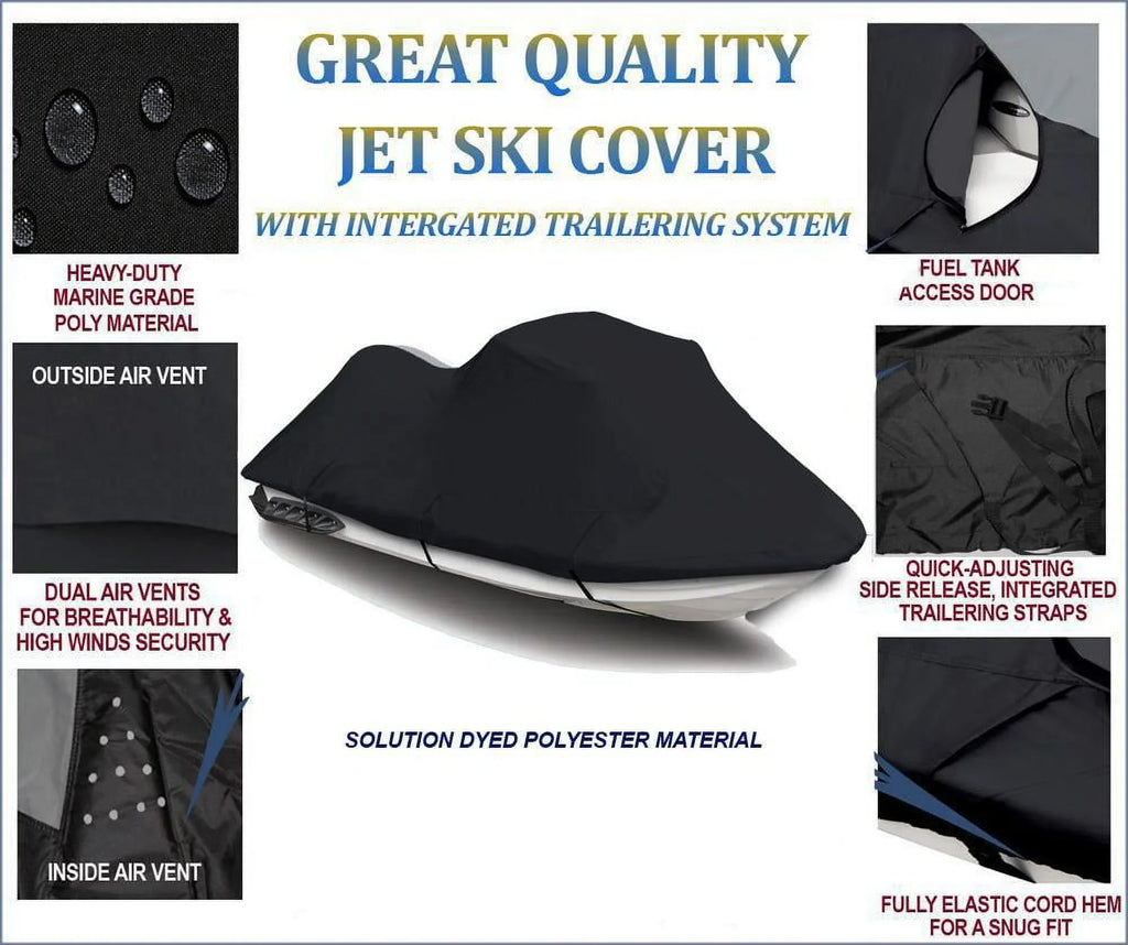Compatible for 2009 Jet Cover Kawasaki PWC Covers 600 2010 Travel DENIER Cover 260X ULTRA BLACK JetSki Ski