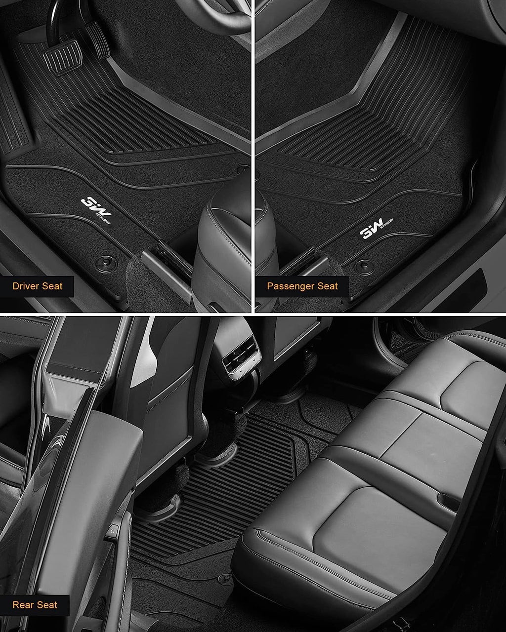 Mats Y for Mats Tesla Floor Mats Tesla Liner for Car Fit and Mats All-Weather Custom Trunk Floor For Black Mat 5-Seater TPE Set & 3W Model Storage and Model Tesla 2020-2023 Cargo Y Full