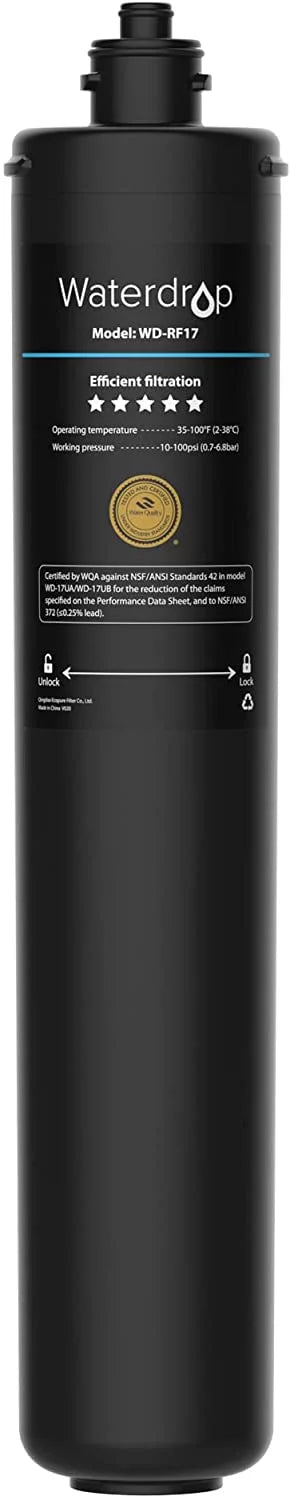 Under Water System, Under Years Replacement Sink Lifetime Waterdrop Ultra Water 17UA Filter, 19K Filtration WD-RF17 3 Long Counter Gallons,