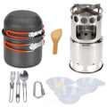 ammoon Set with Steel Stove Cutlery Picnics Cooking Lightweight and Stainless for Backpacking Aluminum Pot Utensils Ideal Camping and