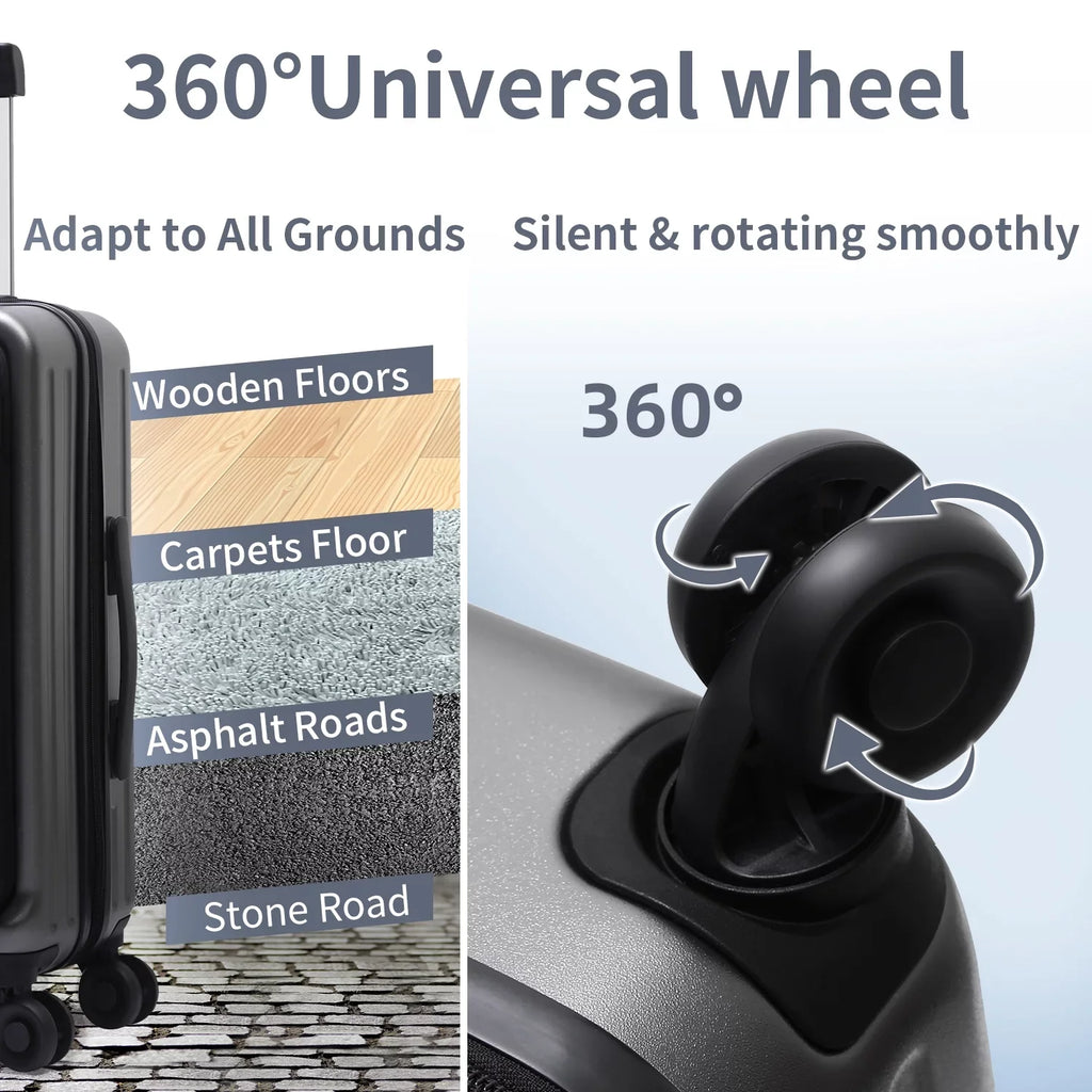 20/24 Inch Suitcase Luggage & with Grey Front Set, 65L,Dark 2 Piece Pocket TSA Lightweight + Expandle, Lock 37~41L Inch Hardshell 20 Spinner 24 with Laptop 20 Only Wheels, & ABS+PC