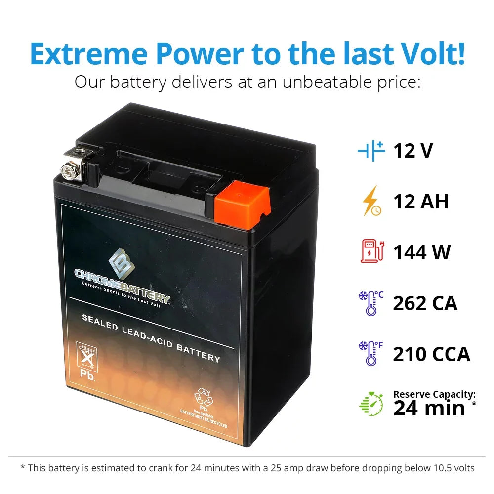 Motorcycle 75-'83 For Yamaha Battery Ytx14Ahl-Bs Chrome Xs650 650Cc Battery