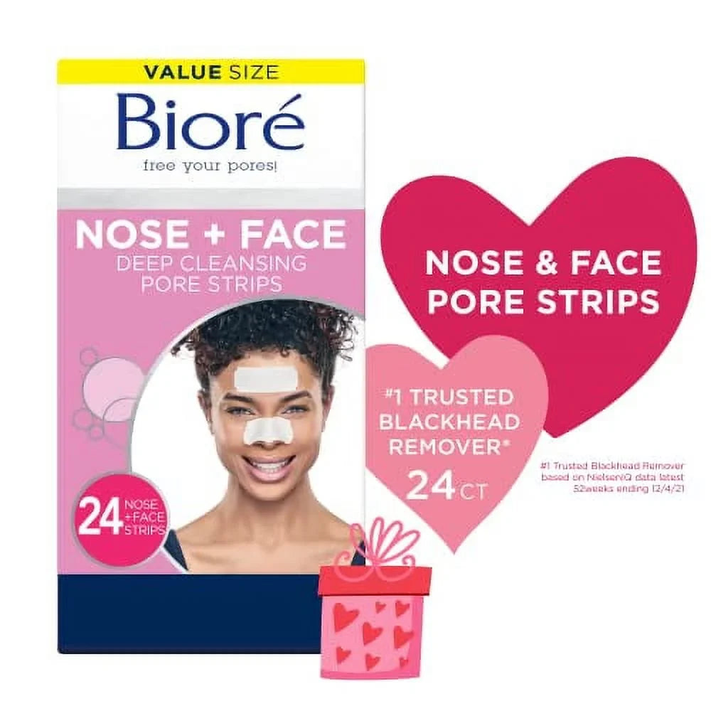 Unclogging, Pore Pore Or Removal Blackhead Remover Forehead, And Strips 12 With Nose+Face, Non-Comedogenic Blackhead Chin Nose Instant Face Count Oil-Free, 12 For Strips, Use, + 24