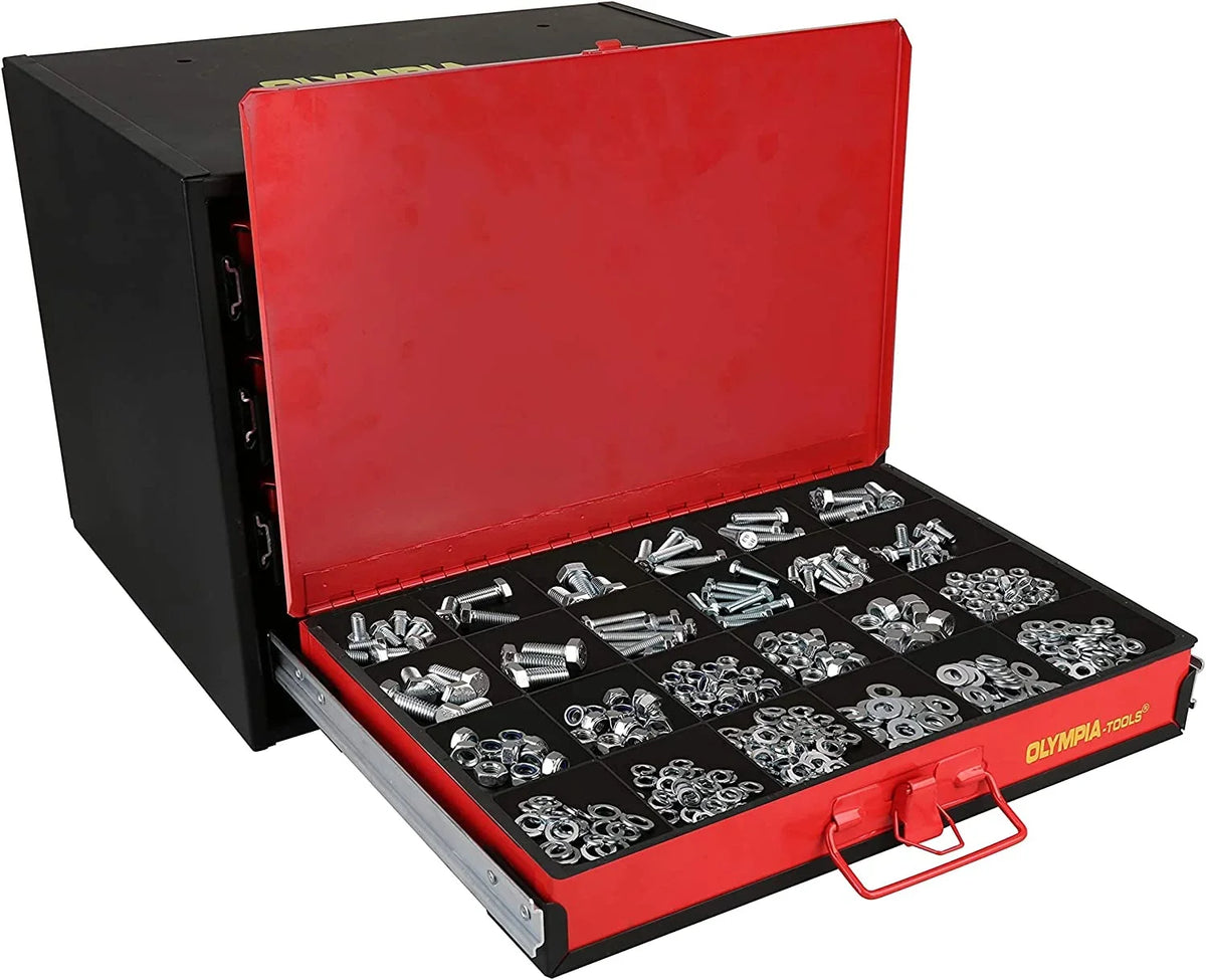QCAI includes Small Hardware, 4-Drawer 2500-pieces Hardware Organizer black/red 90-806