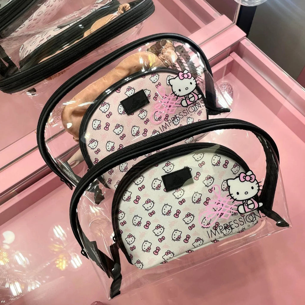 Pcs Bag (White) Waterproof Impressions Makeup Vanity Hello Clutch Kitty 2 Travel Nested Purses, Clutch