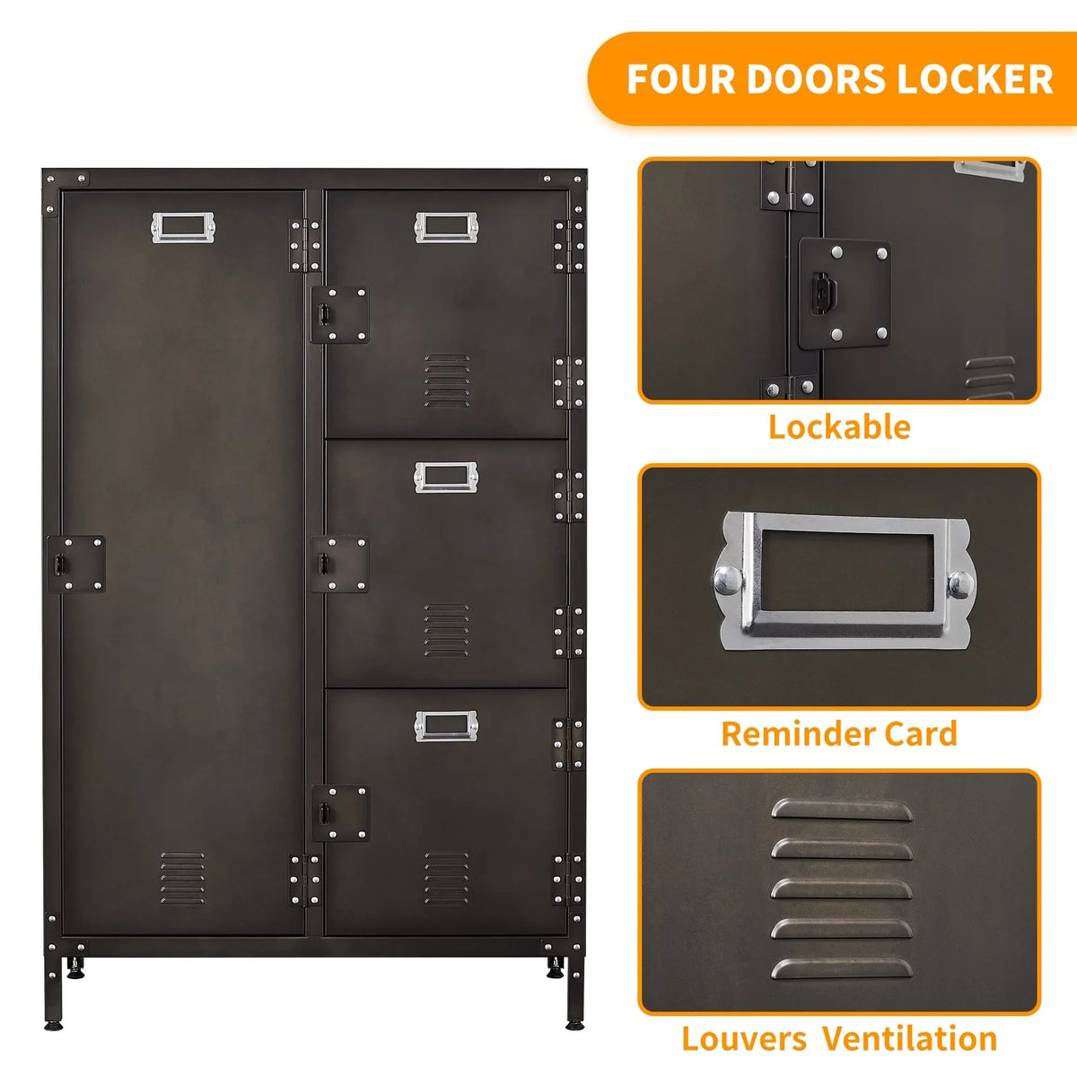 4 Employees,71" Staff,Home Steel Cabinet Lockers Storage STANI Sundries,Gym,School Office Door for Metal Lockable with for
