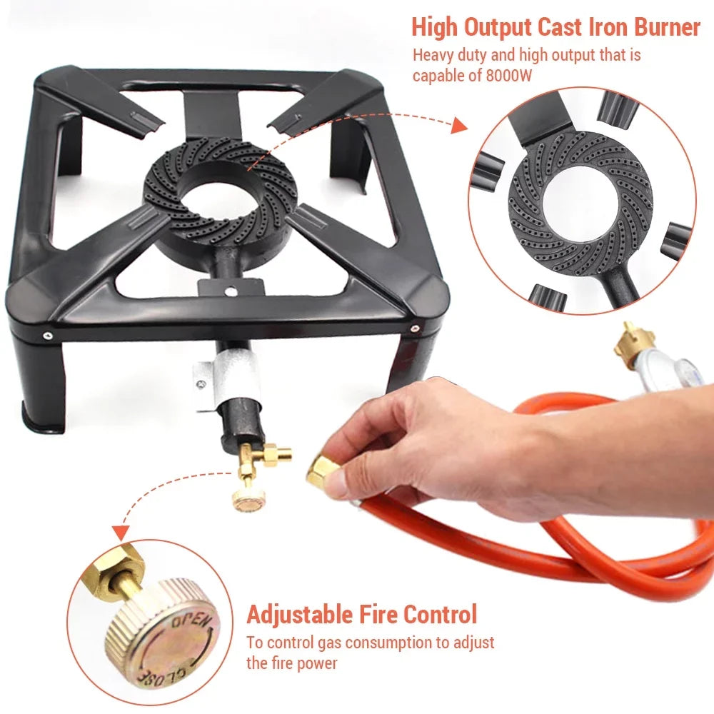 Propane , for Walmeck Stove, Gas Iron Single Furnace Outdoor Cooker BBQ Camping Cast
