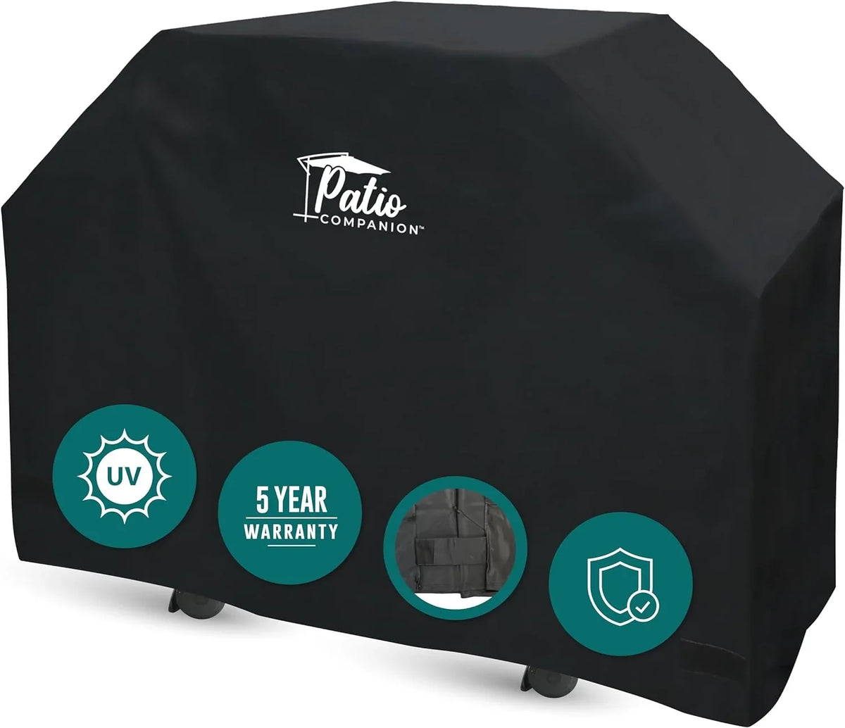 BBQ Broil, Companion 5 King, Resistant, Cover Gas Professional, Char Waterproof Heavy-Grade Weber, Blocking 65 Year Grill for Warranty, and Patio Cover, Broil Weather Black Material, Inch Grill UV